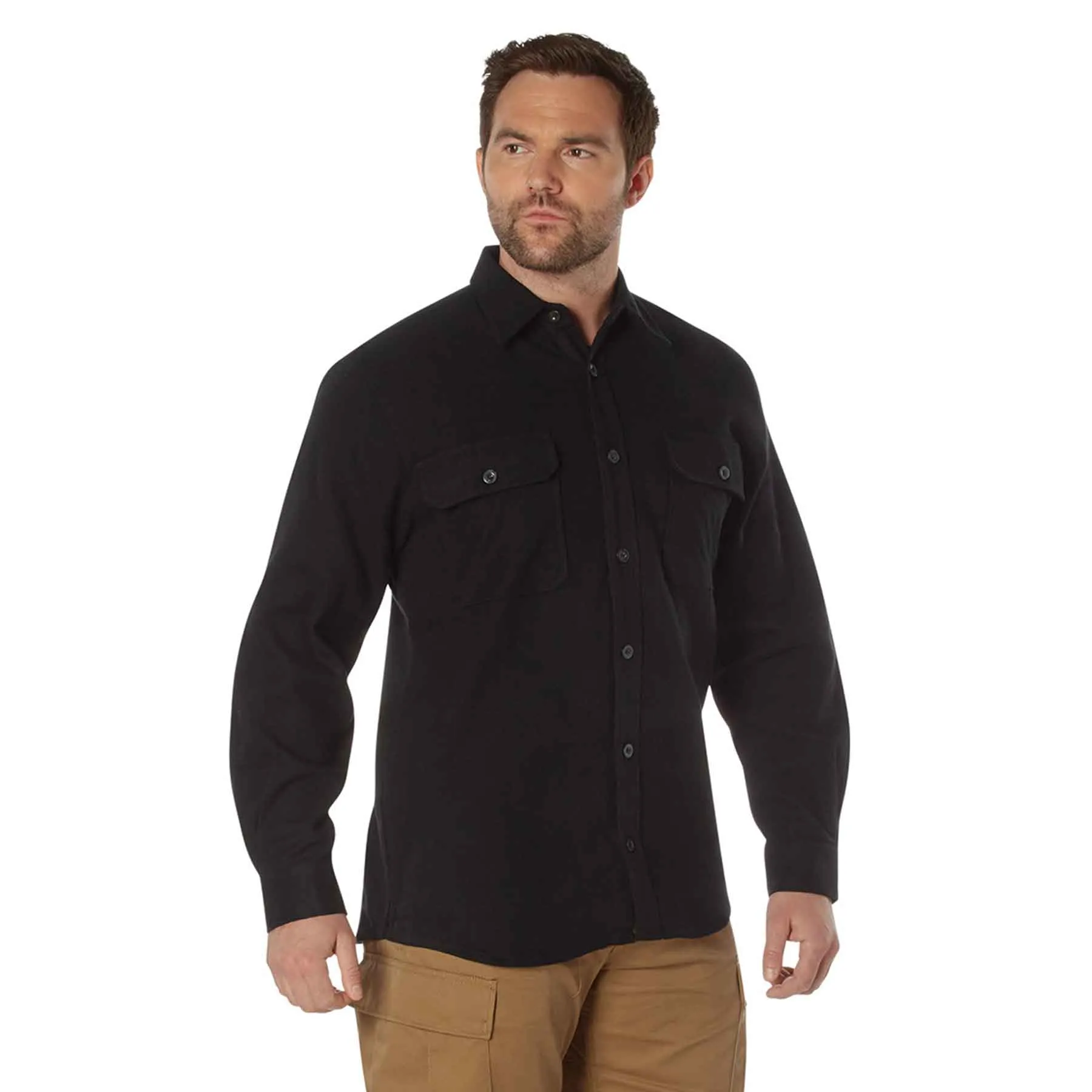 Black Flannel Shirt - High-Density Cotton