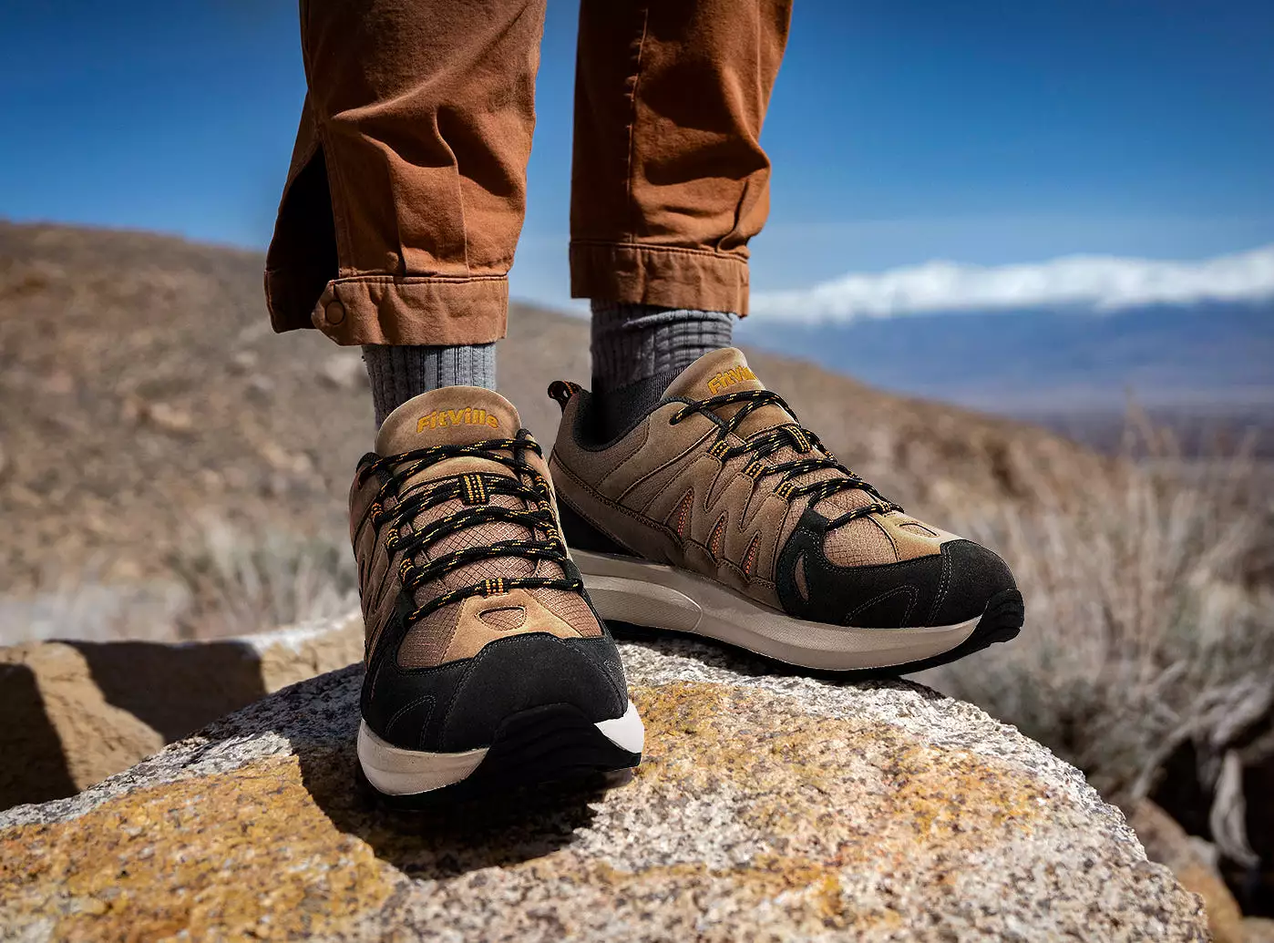 FitVille Men's Low-Top Hiking Shoes V3. Suitable for All Weather and Terrains.