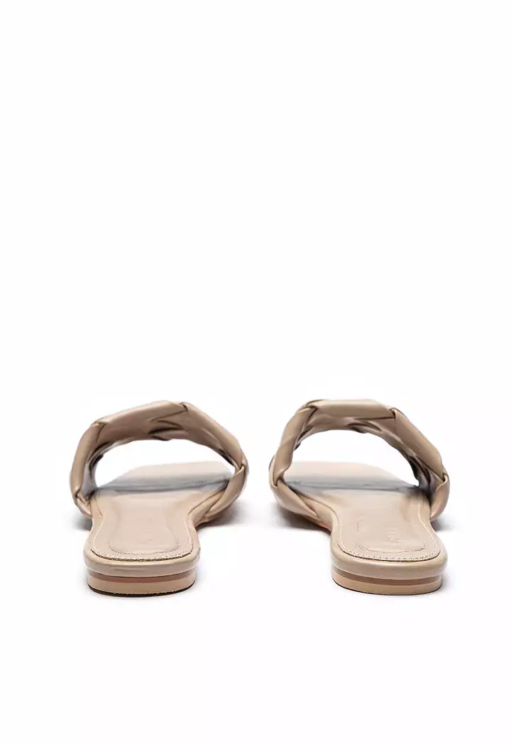 Flat Slide Sandals with Single Woven Band