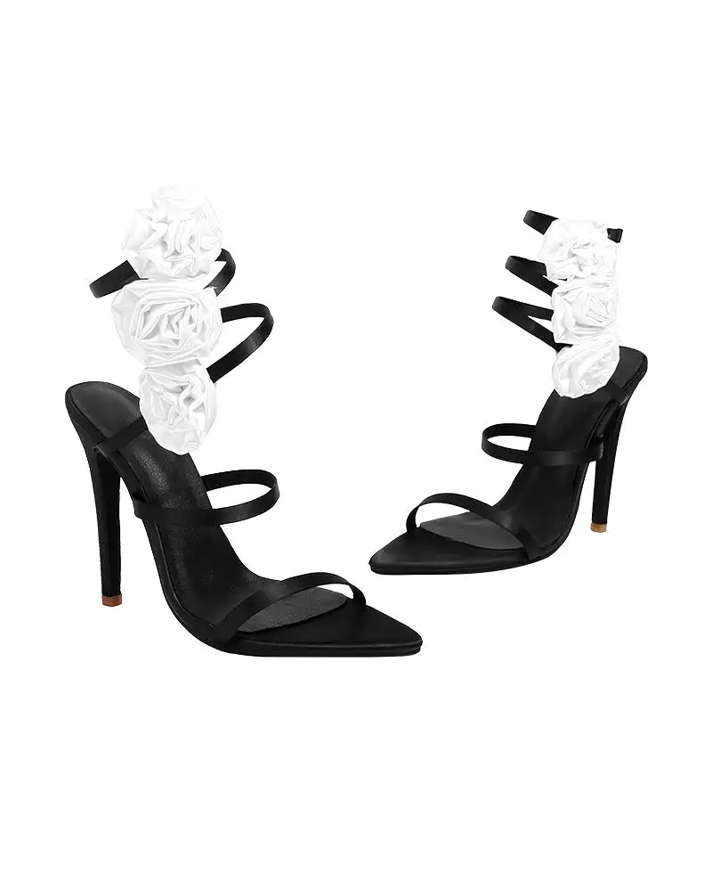 Floral Strap Stiletto Sandals