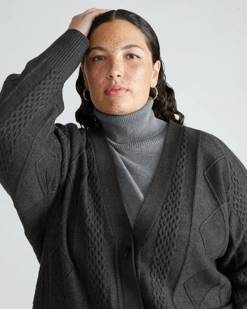 Graphite Cable Knit Cardigan