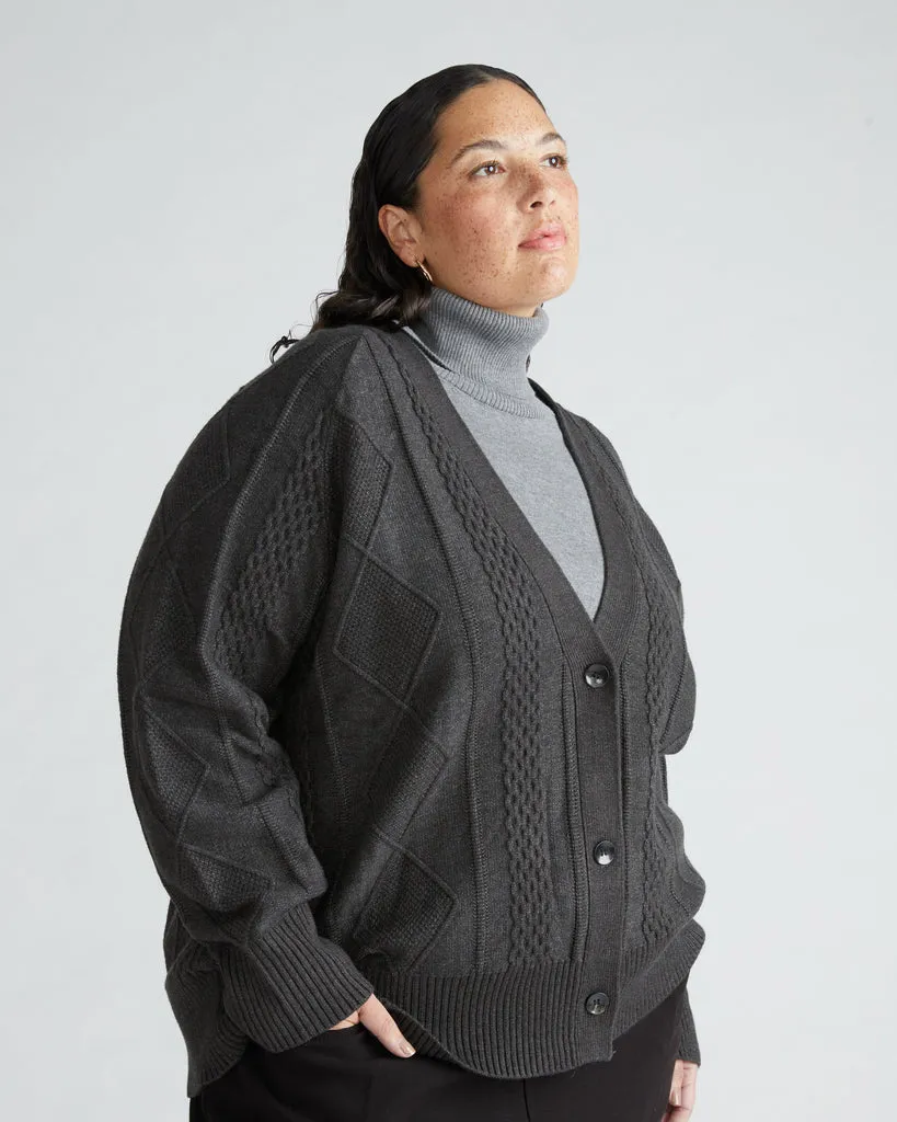 Graphite Cable Knit Cardigan