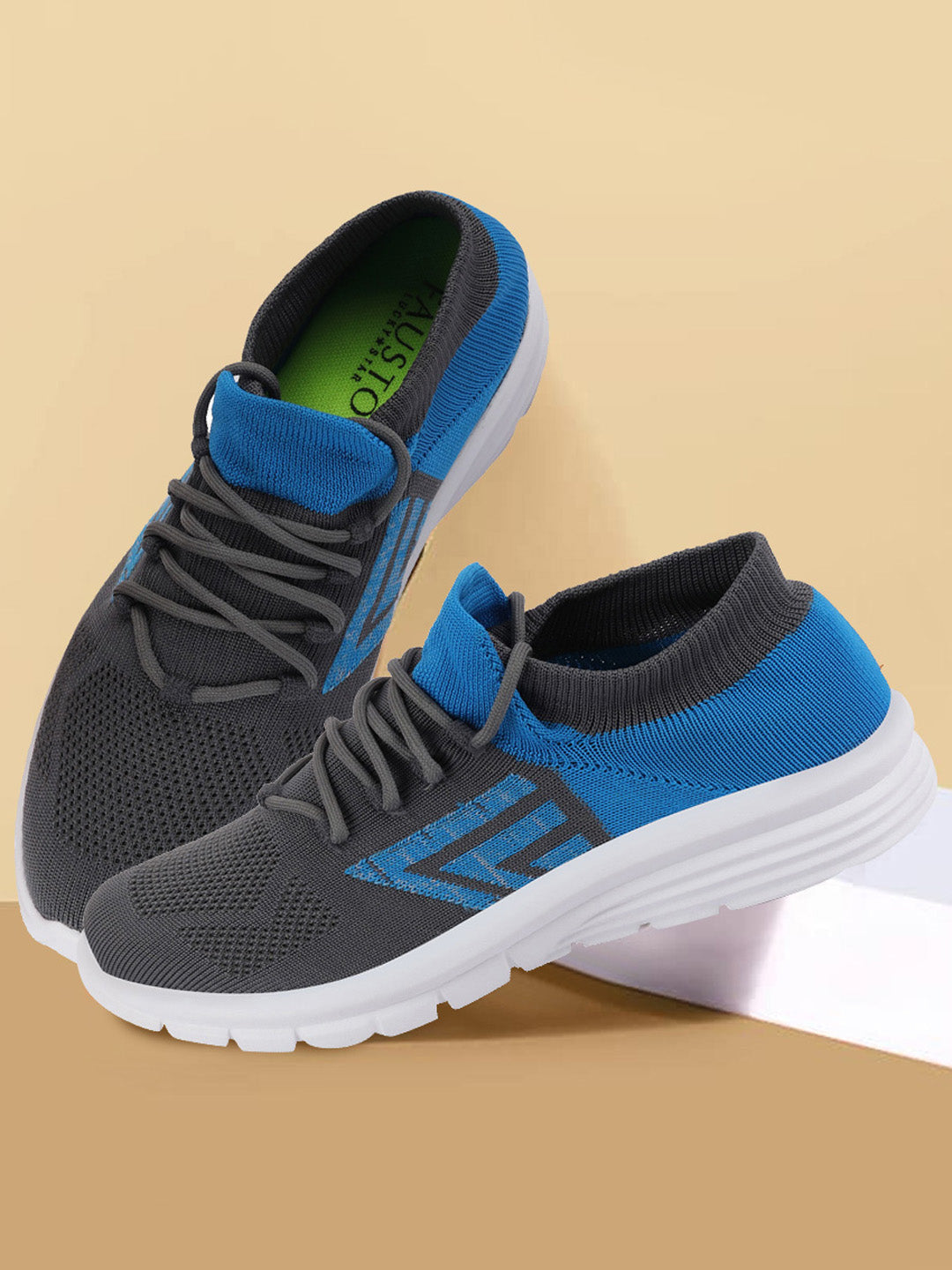 Grey Men's Lace-Up Running Shoes for Sports & Outdoors.