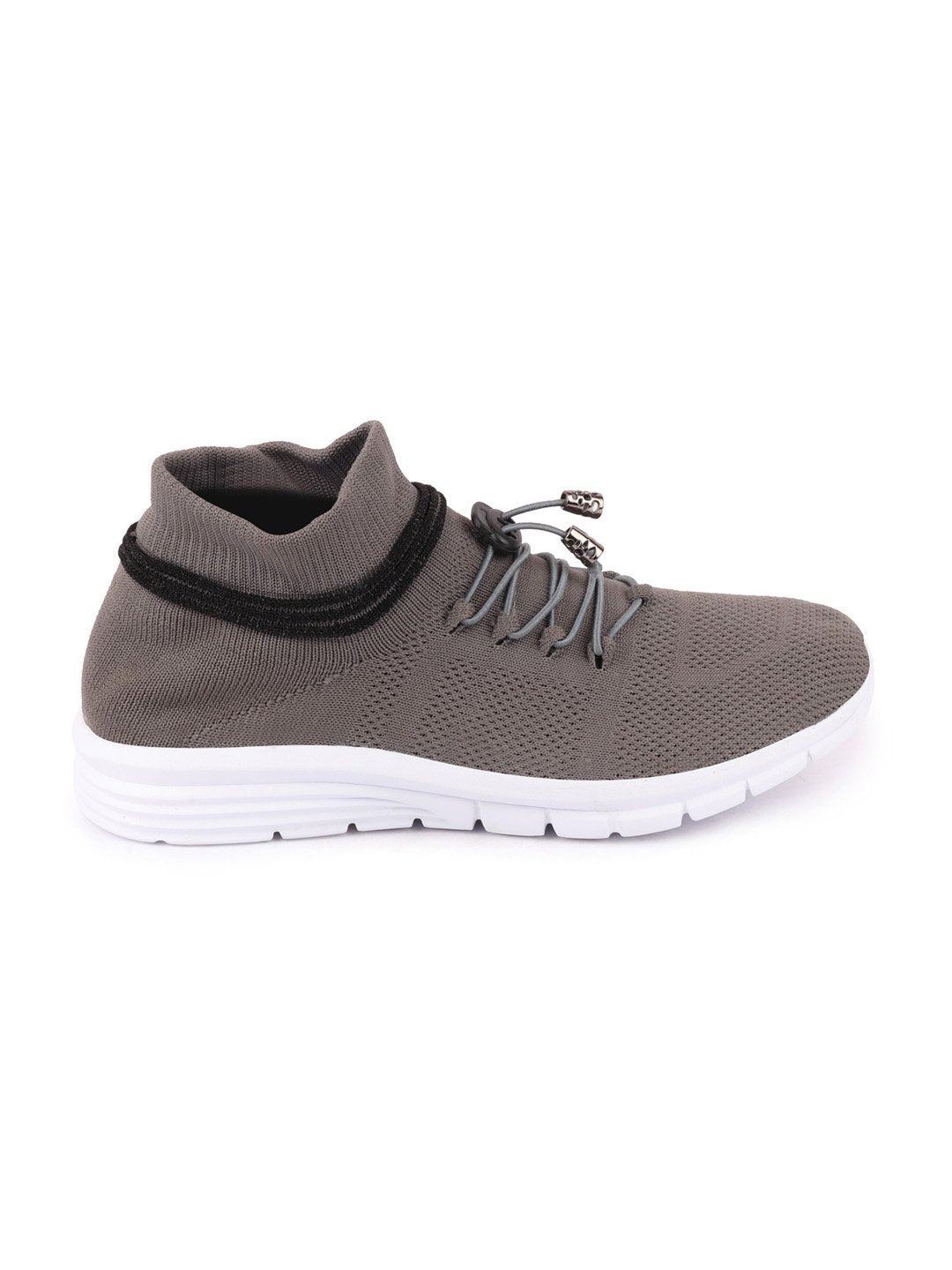 Grey Mens Sports Lace-Up Outdoor Running Shoes