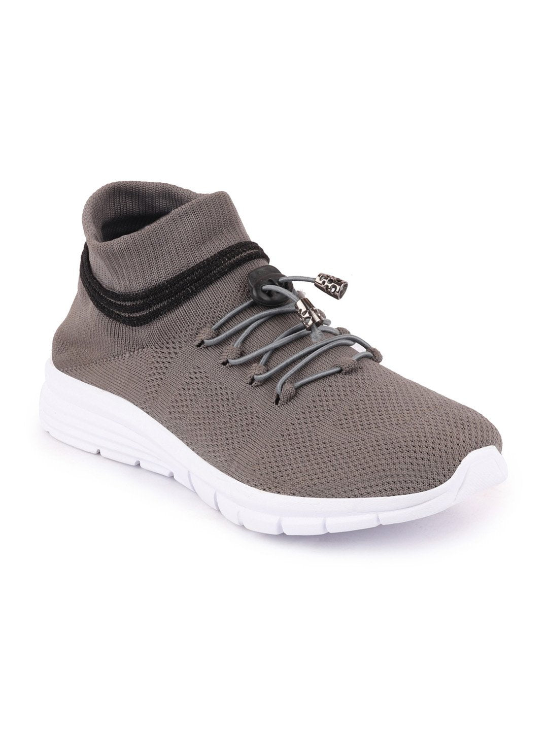 Grey Mens Sports Lace-Up Outdoor Running Shoes