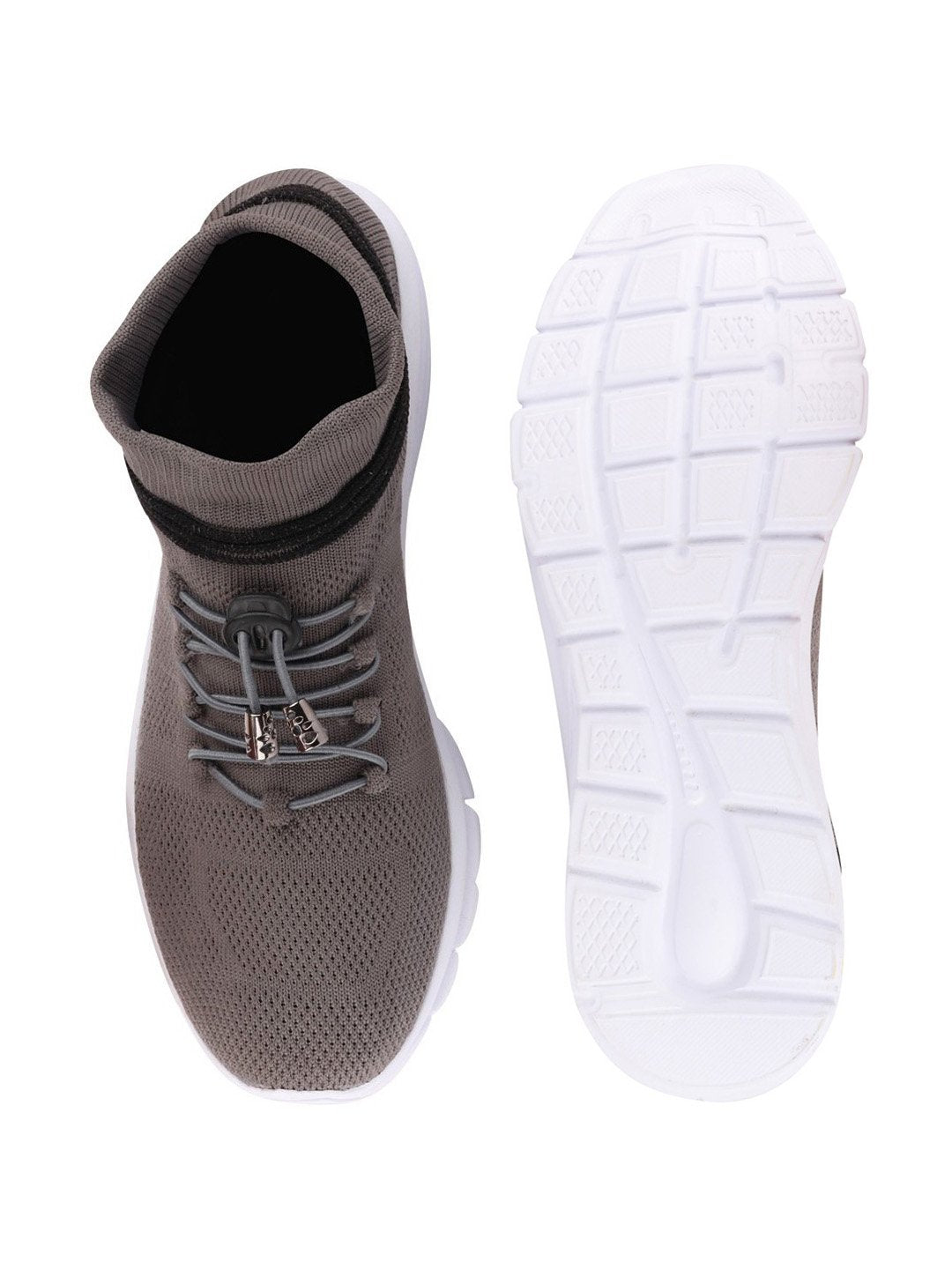 Grey Mens Sports Lace-Up Outdoor Running Shoes