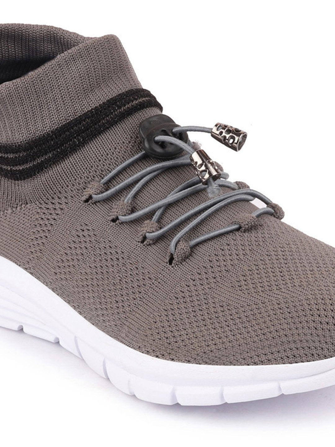 Grey Mens Sports Lace-Up Outdoor Running Shoes