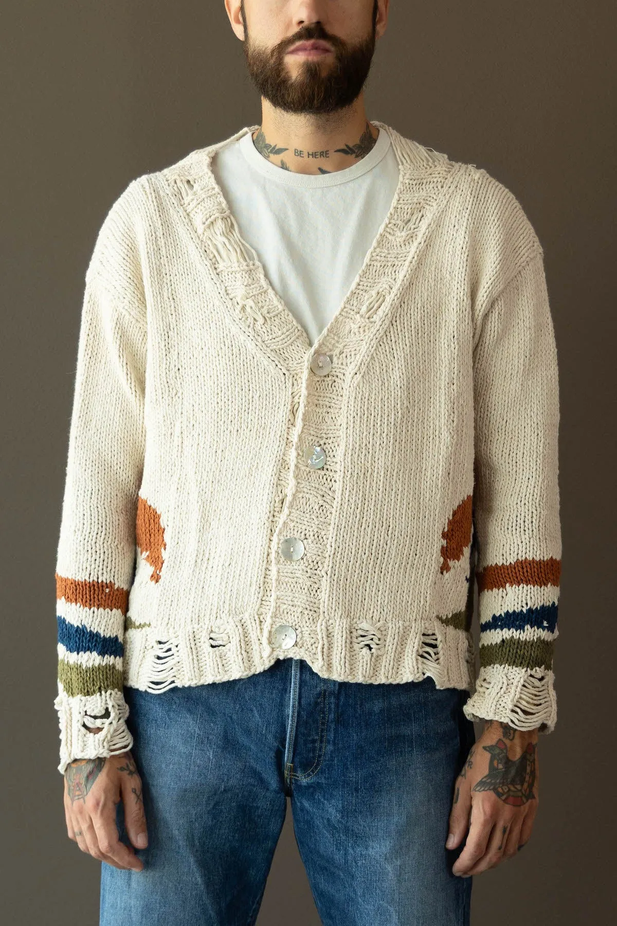 Hand-Knit Intarsia Naturally Dyed Cardigan