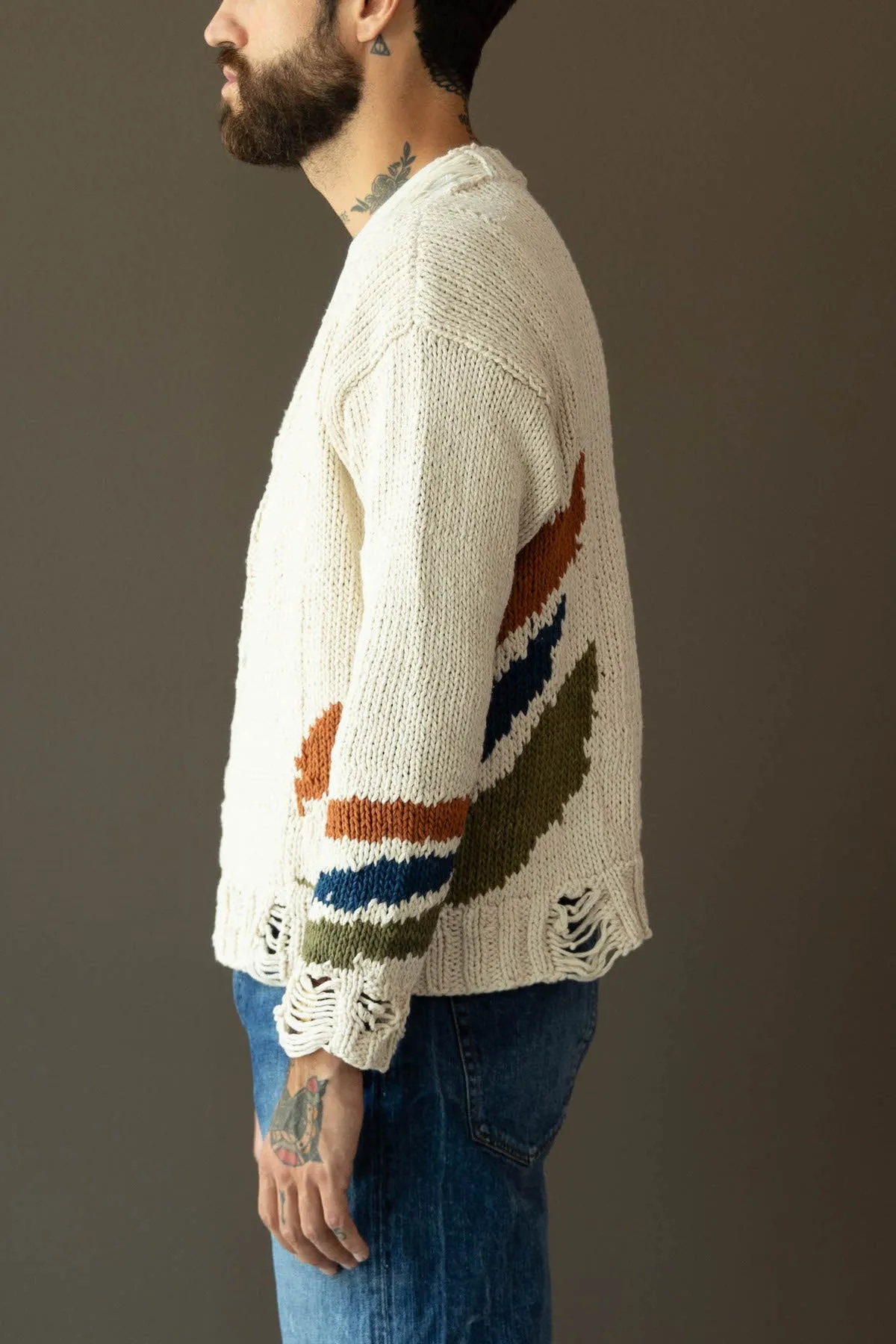 Hand-Knit Intarsia Naturally Dyed Cardigan