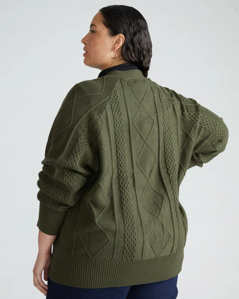 Haricot Vert Cable Knit Cardigan