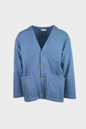 Heavy Jersey 4 Button Cardigan Blue