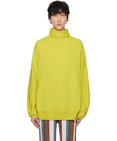 Issey Miyake Smooth Knit Yellow Wool Turtleneck