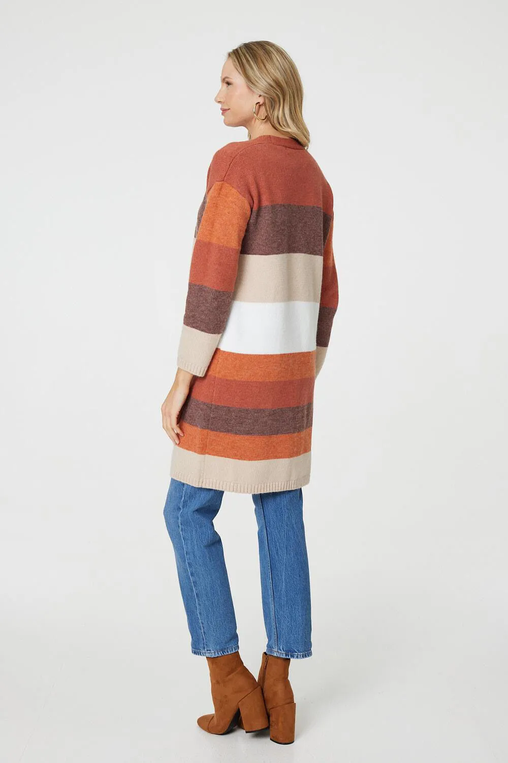 Izabel London Striped Longline Cardigan