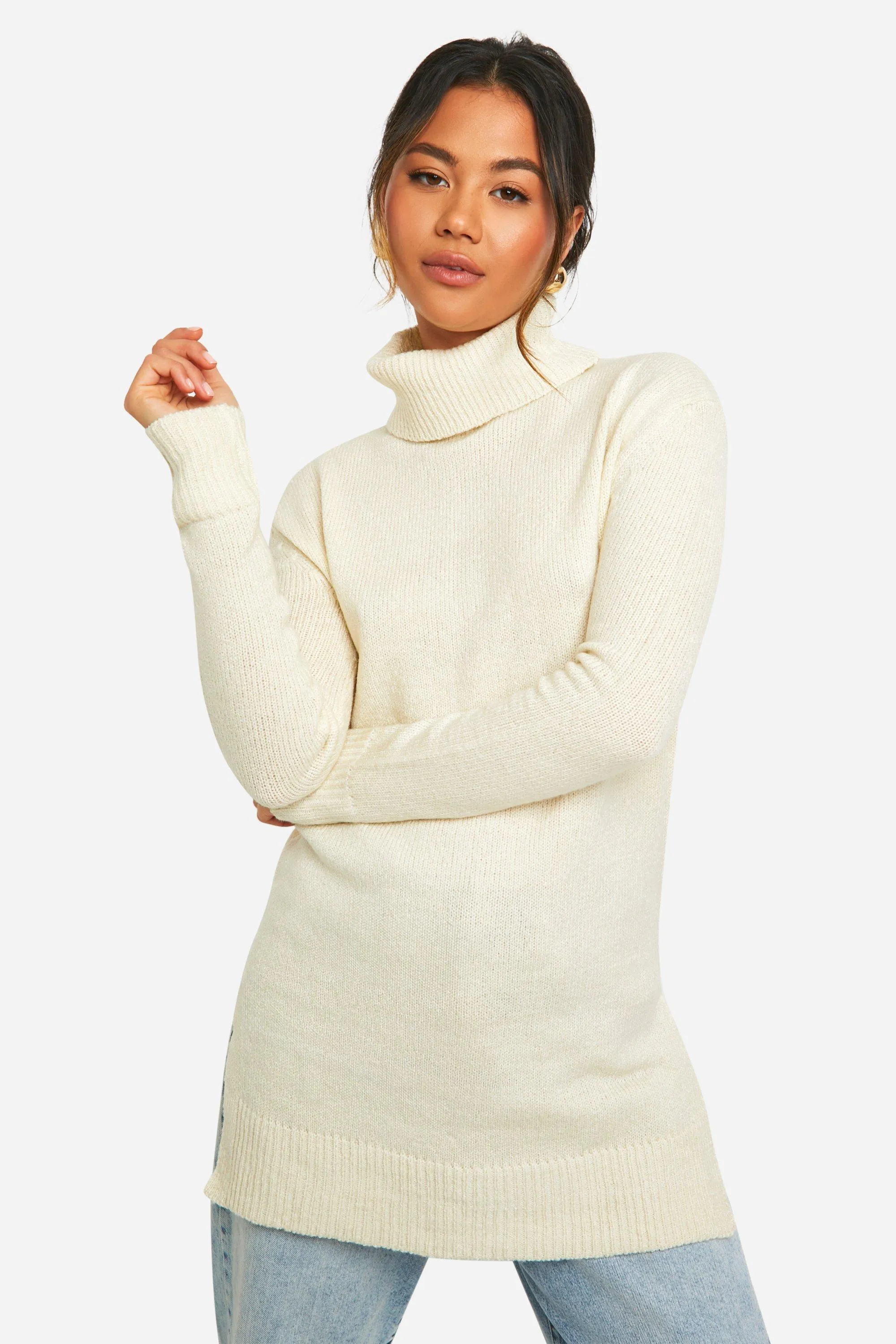 Knitted Tunic Turtleneck Sweater Dress