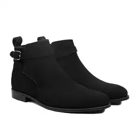 Kostan Black Kid Suede Jodhpur Boot - Men's