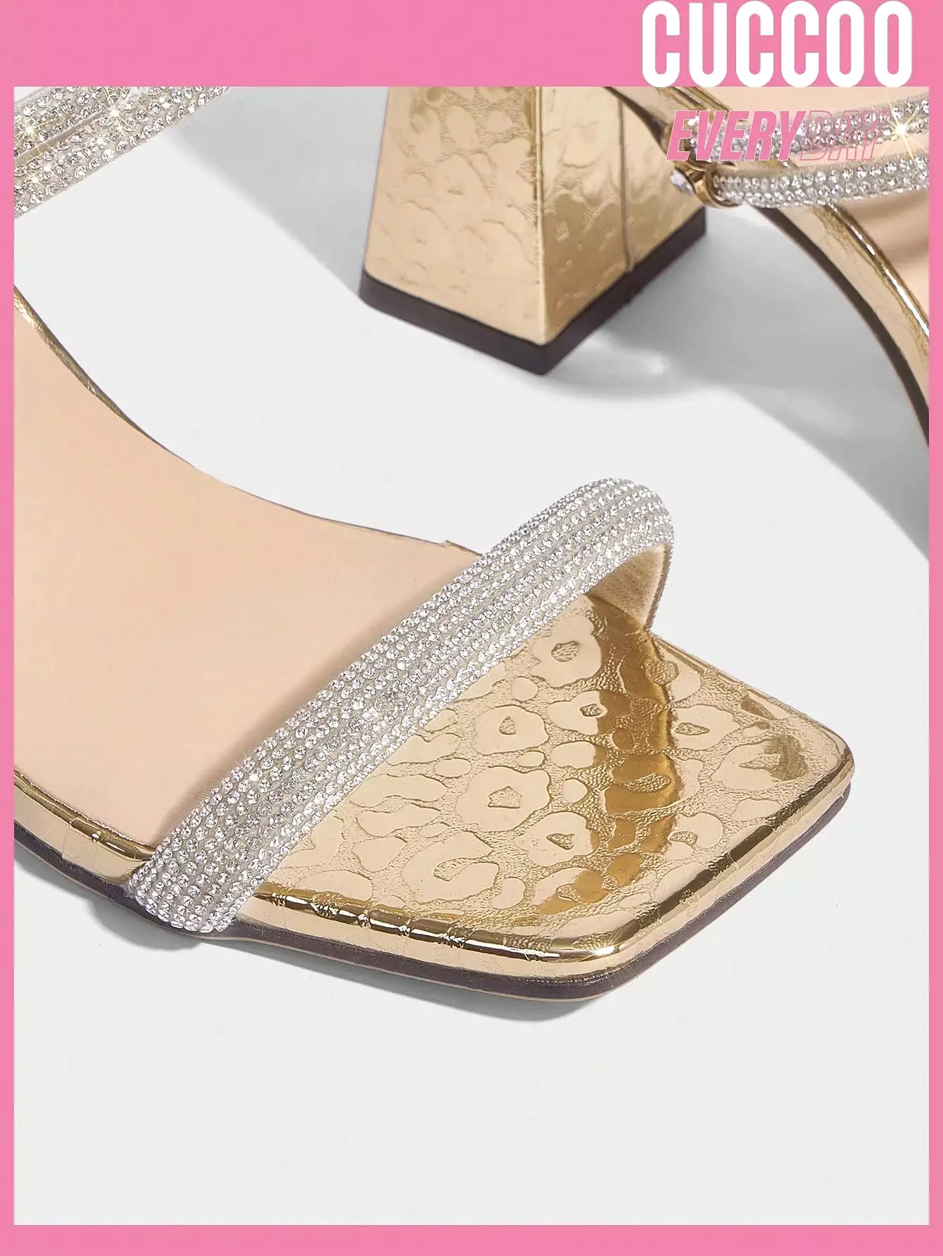 Light gold rhinestone strappy high heel sandals for women, perfect for spring and summer.