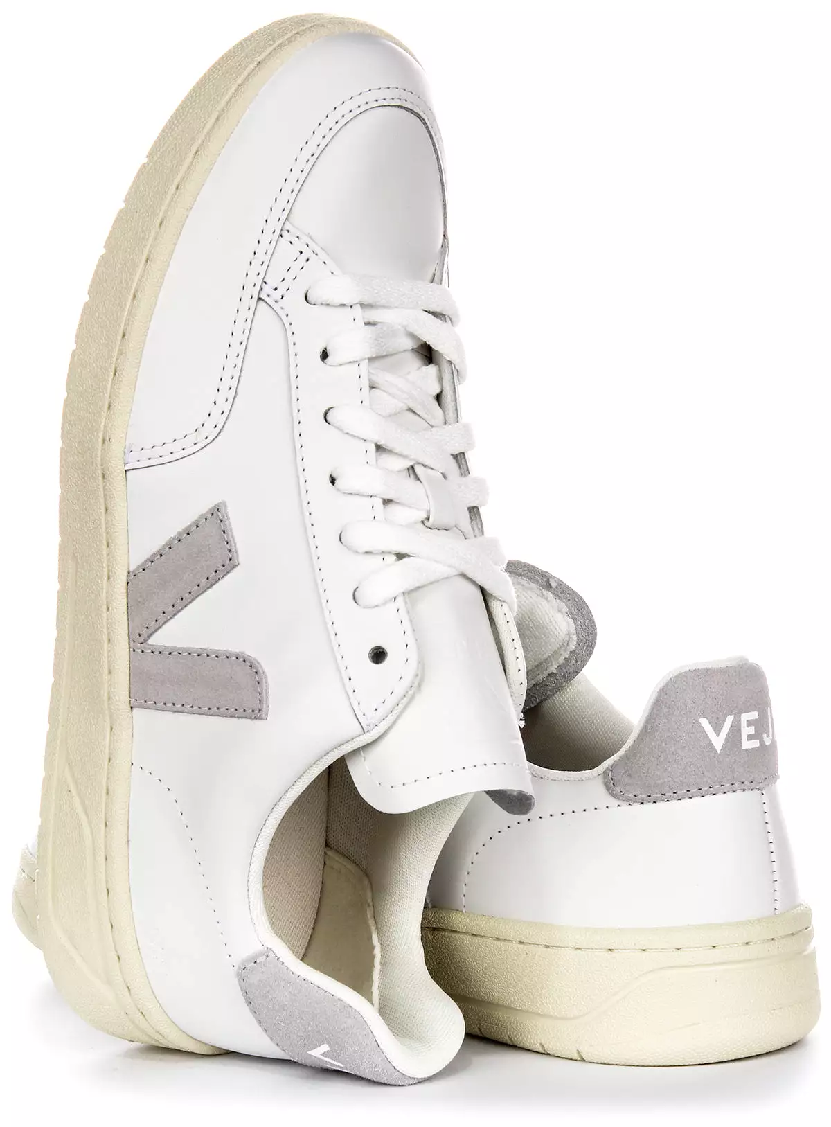 Light Grey V 12 Leather Sneakers for Women - Shop Now