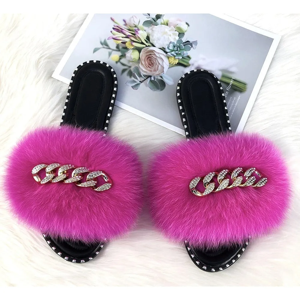 Luxury Summer Fur Slides for Women