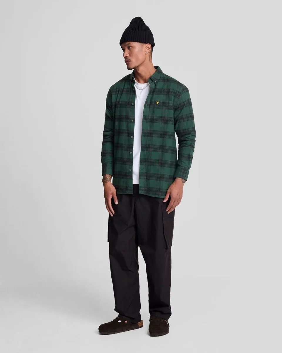 Lyle & Scott Flannel Check Long Sleeve Shirt in Argyle Teal/Jet