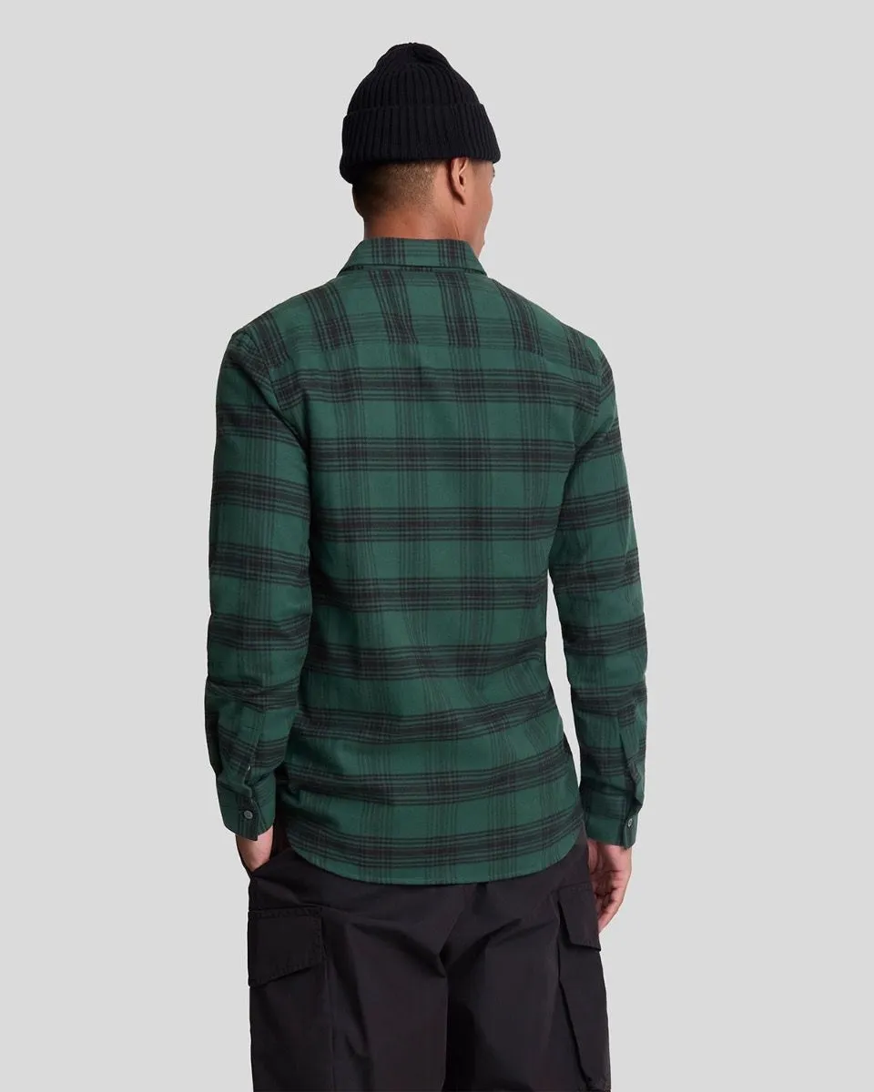 Lyle and Scott Argyle Teal Jet Flannel Check Long Sleeve Shirt