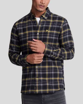 Lyle and Scott Jet Black Flannel Check Long Sleeve Shirt