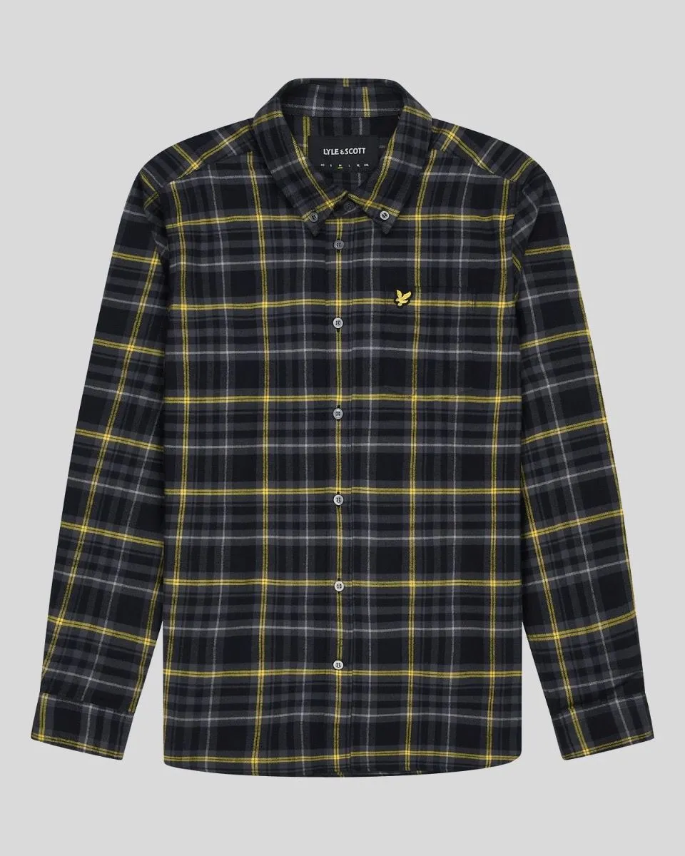 Lyle and Scott Jet Black Flannel Check Long Sleeve Shirt