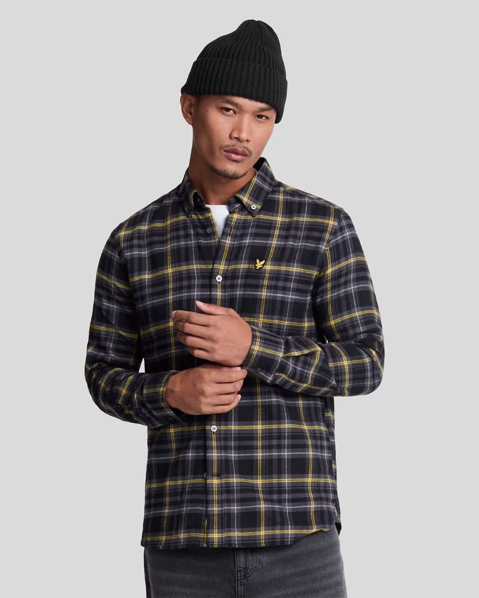 Lyle and Scott Jet Black Flannel Check Long Sleeve Shirt