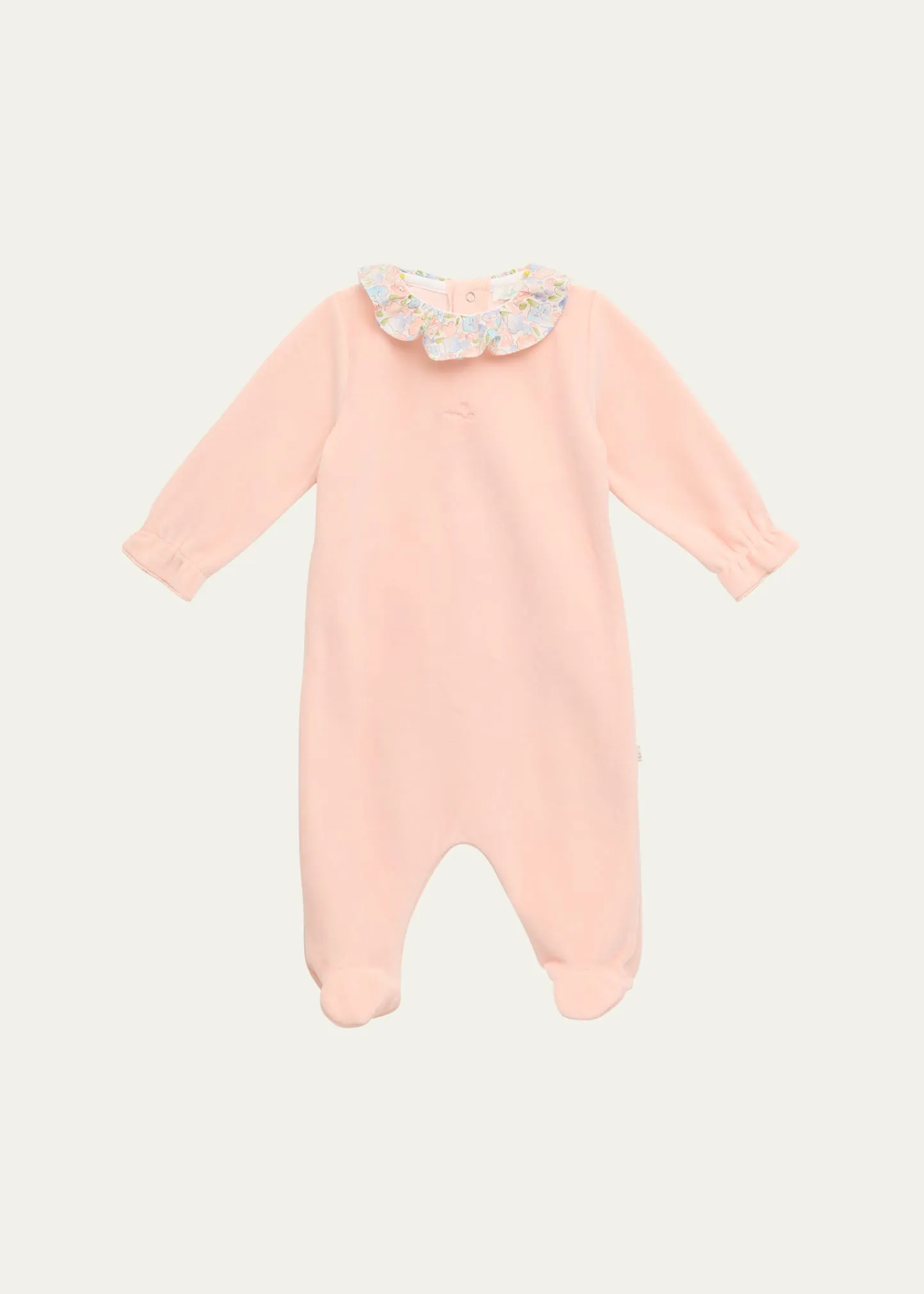 Marie Chantal Girl's Olympia Ruffle-Trim Velour Coverall Size Newborn-18M