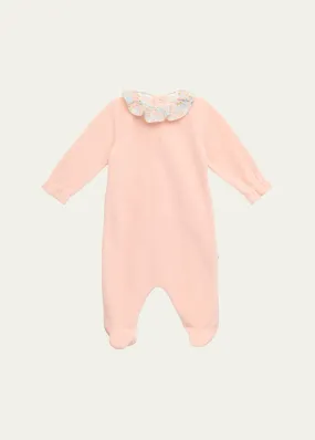 Marie Chantal Girl's Olympia Ruffle-Trim Velour Coverall Size Newborn-18M