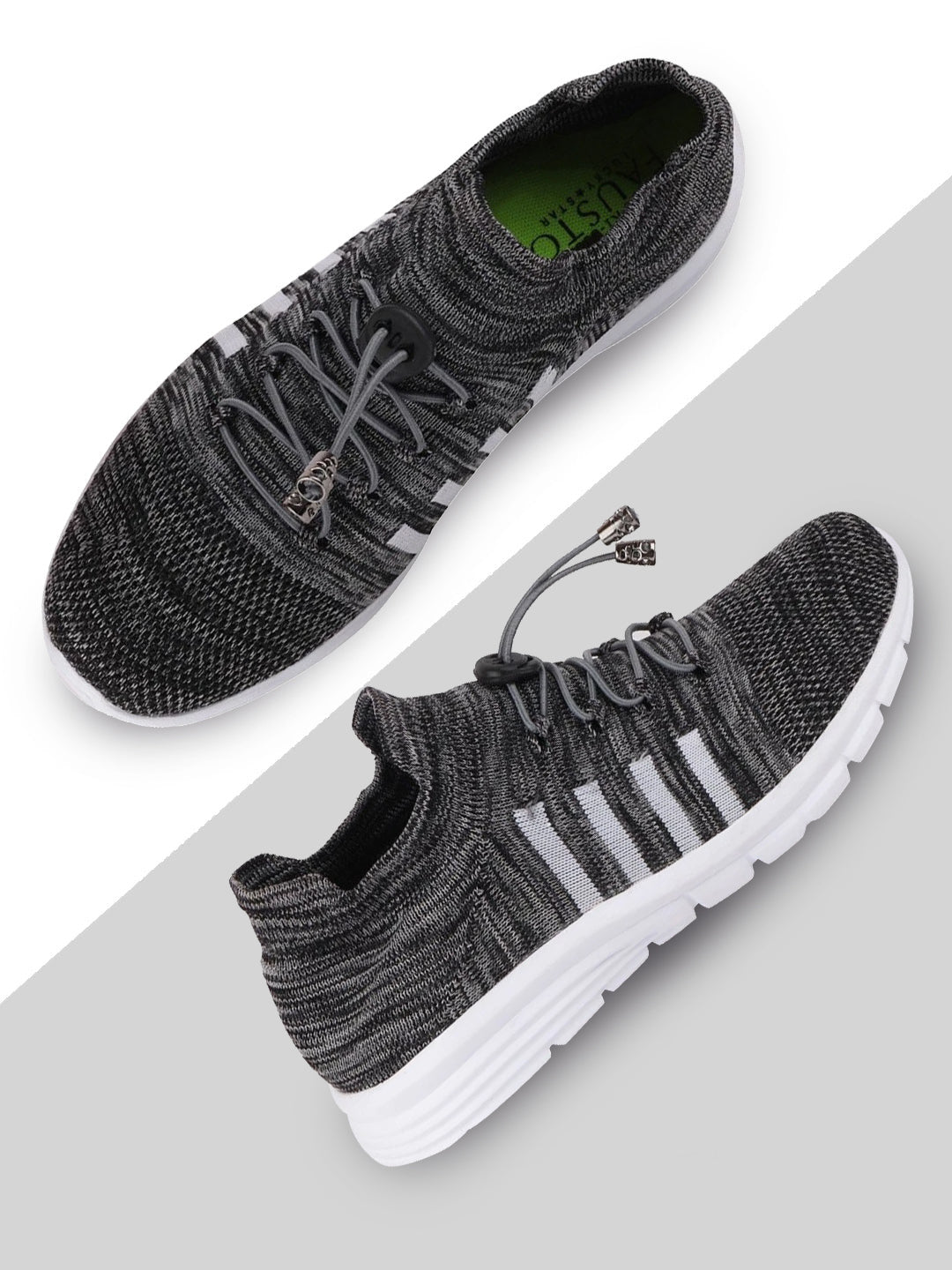 Men's dark grey sports lace-up running shoes for outdoor activities.