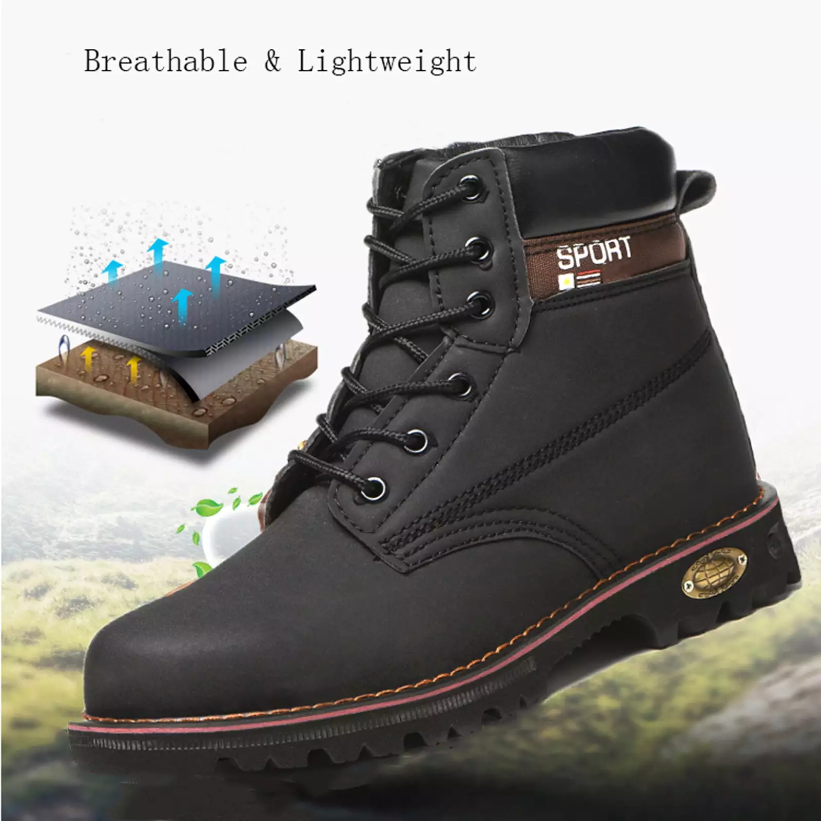 Men's Non-Slip Indestructible Steel Toe Cap Lightweight Work Safety Boots