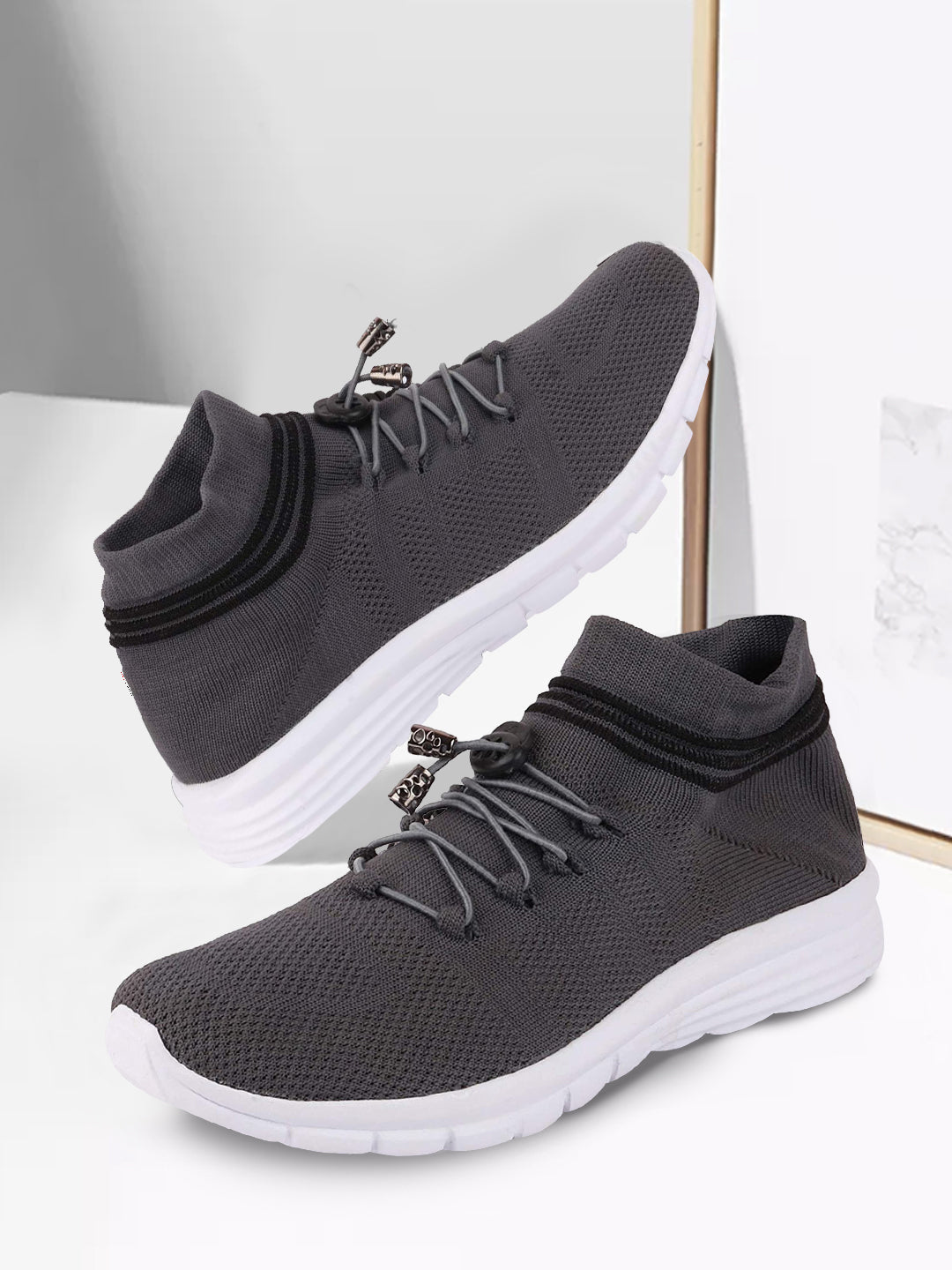 Men's Outdoor Running Shoes, Dark Grey Sports Lace-Up Footwear