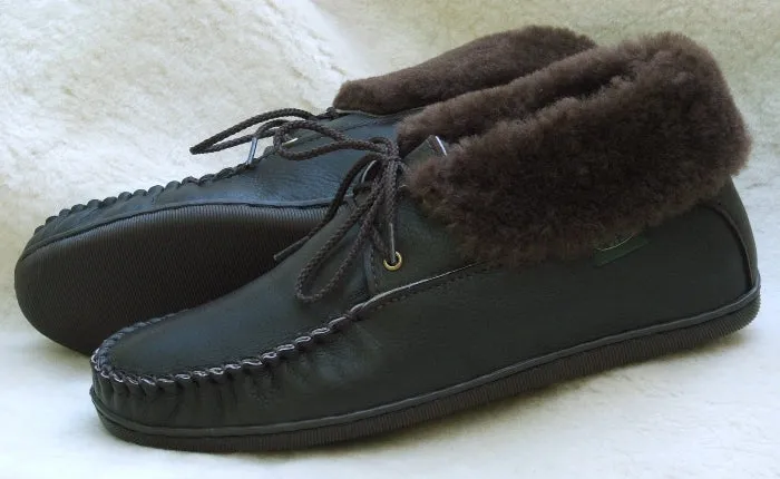 Men's Sheepskin Slippers - American Made 2-Eyelet by Footskins (Product Code 4410-RS)