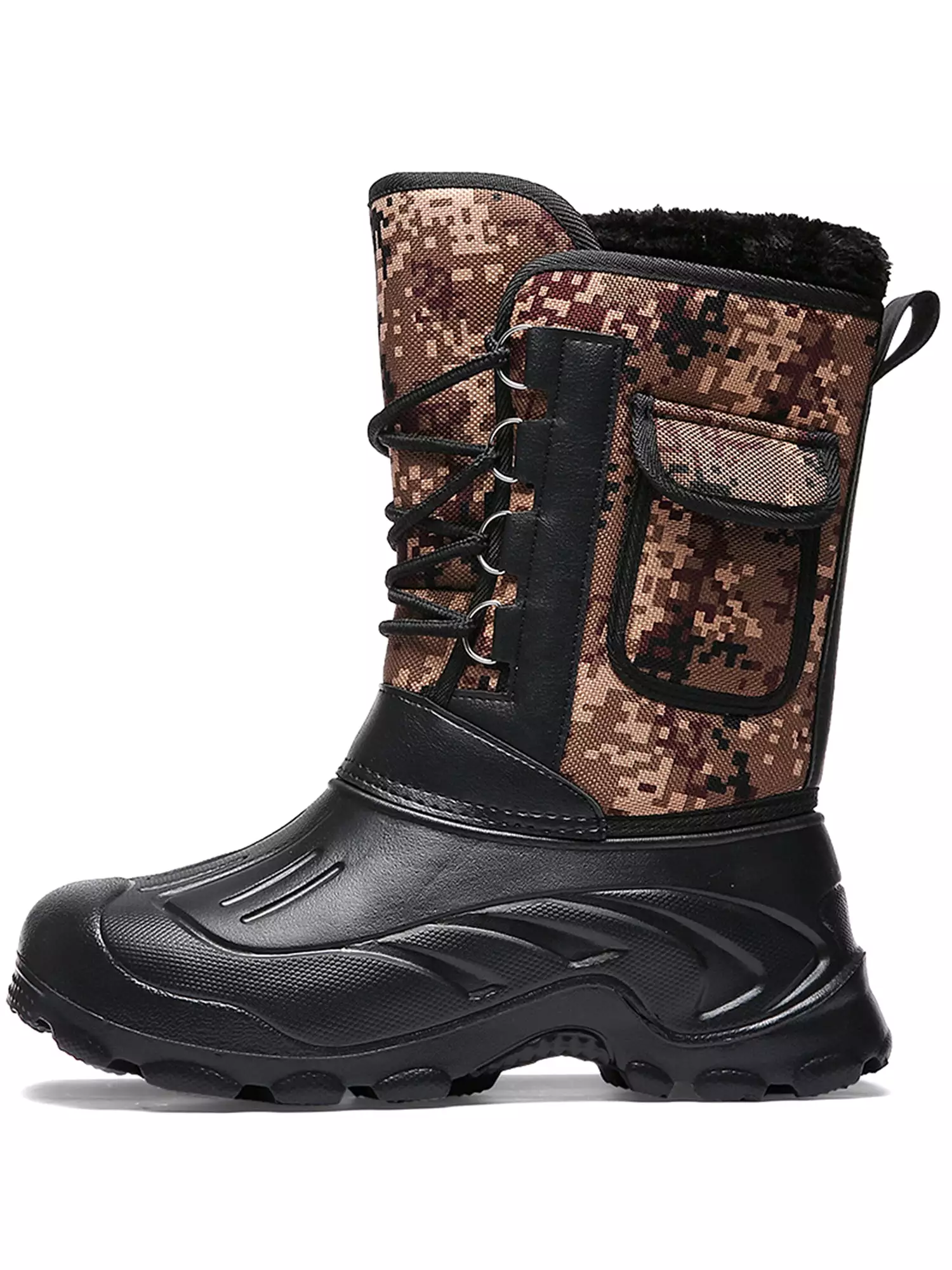 Men's Snow Boots - Nonslip, Waterproof, Fur Lined, Warm Winter Shoes