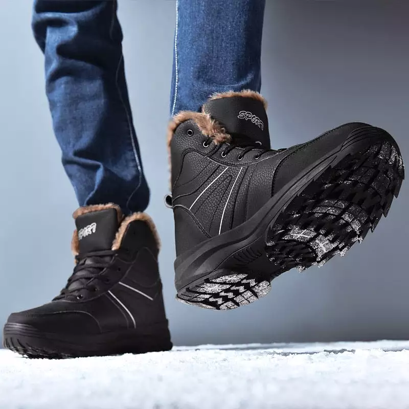 Men's Snow Boots - Stylish Genuine Leather Fashion Footwear