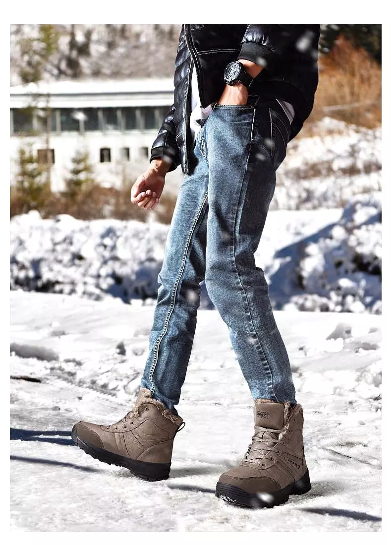 Men's Snow Boots - Stylish Genuine Leather Fashion Footwear