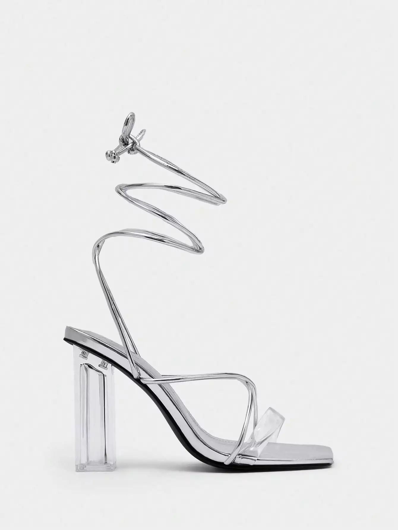 Metallic chunky heeled strappy sandals for women, perfect for glamorous parties.