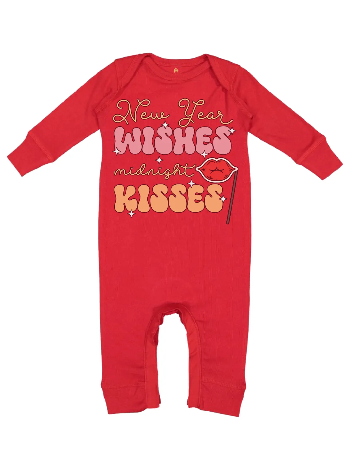 Adorable New Year Wishes Midnight Kisses Baby Coverall