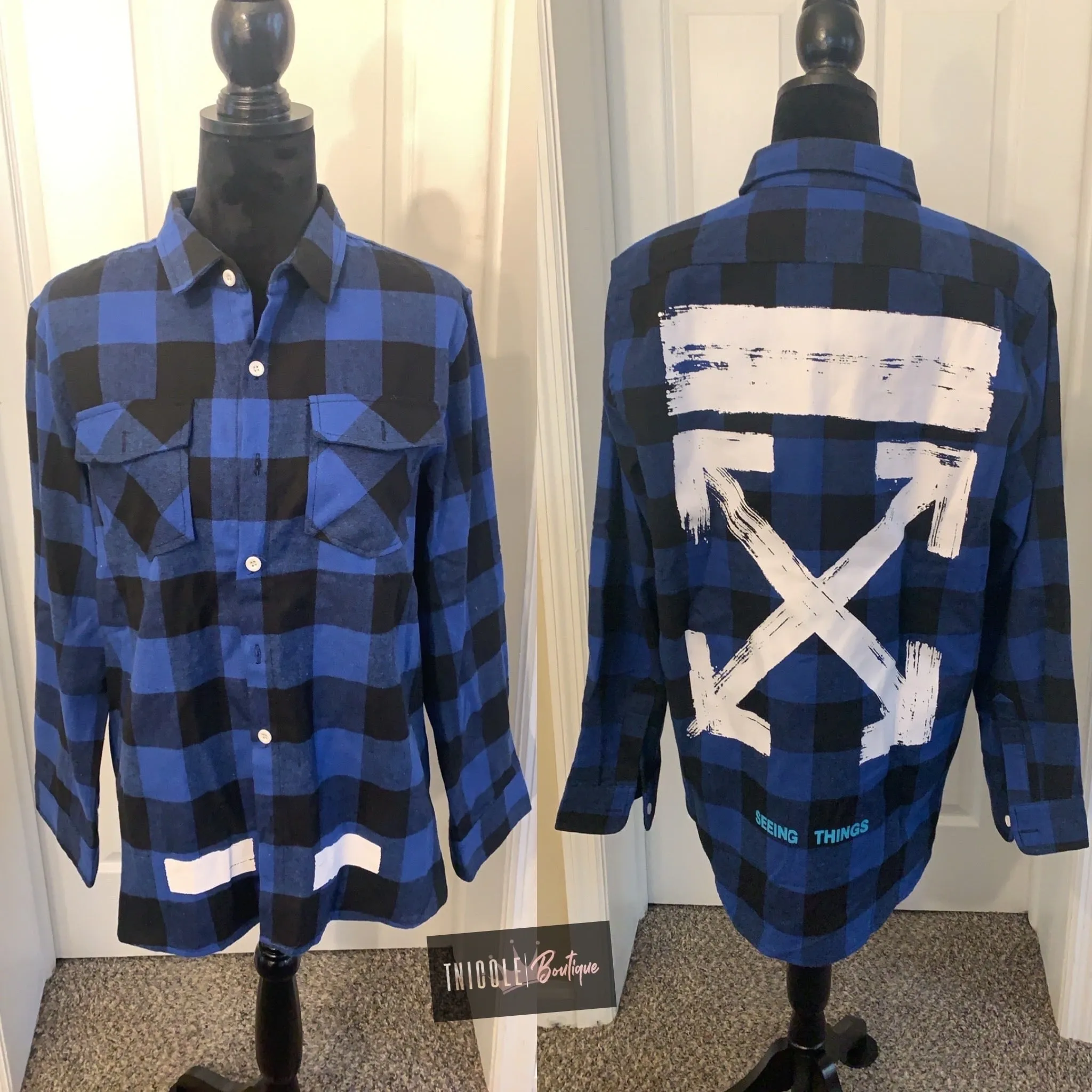 Black & White Plaid Flannel Shirt