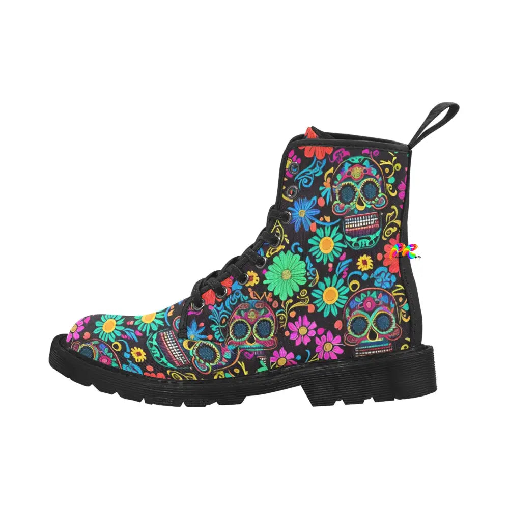 Painkiller Women's Canvas Rave Boots - Lace-up Design