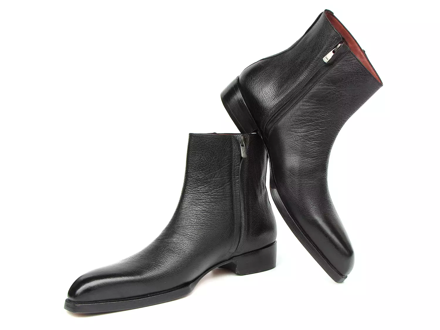 Paul Parkman Black Floater Leather Side Zipper Boots - BT6499-BLK