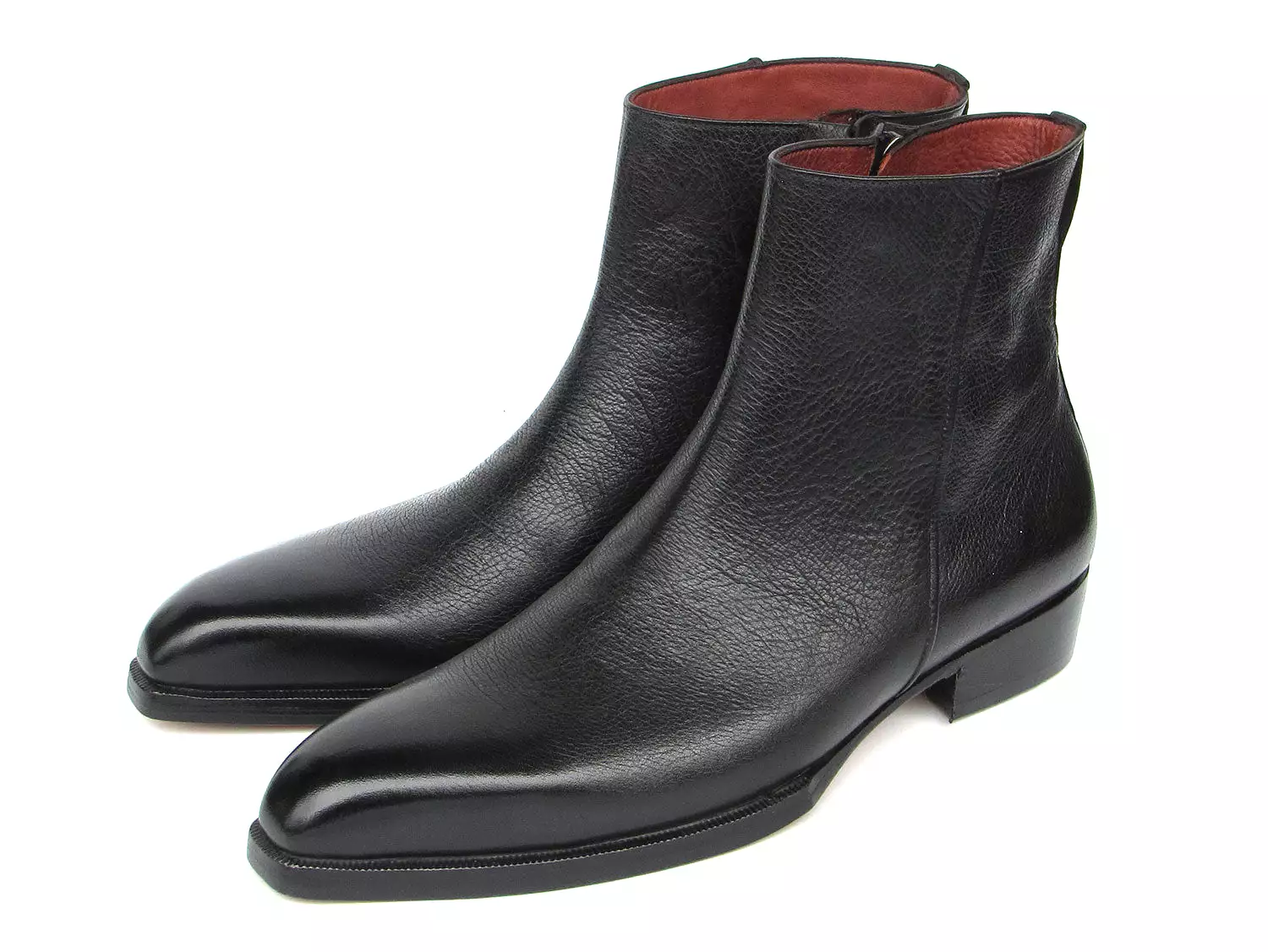 Paul Parkman Black Floater Leather Side Zipper Boots - BT6499-BLK