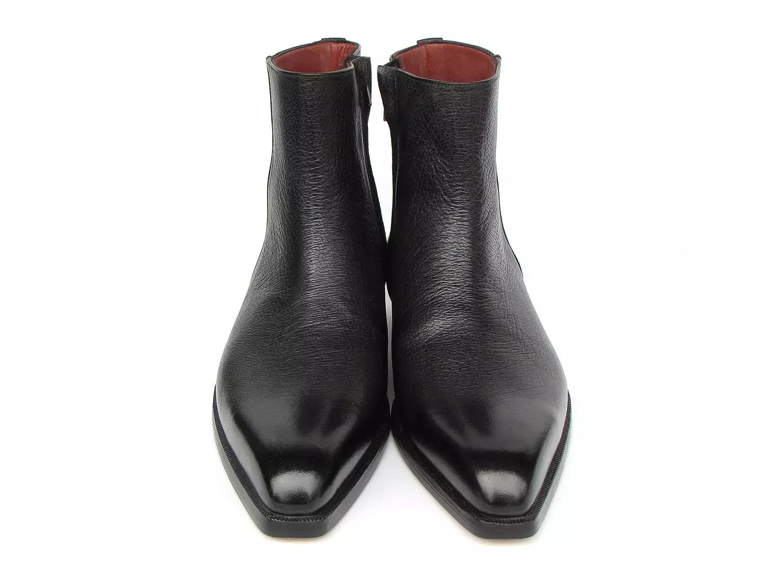 Paul Parkman Black Floater Leather Side Zipper Boots - BT6499-BLK