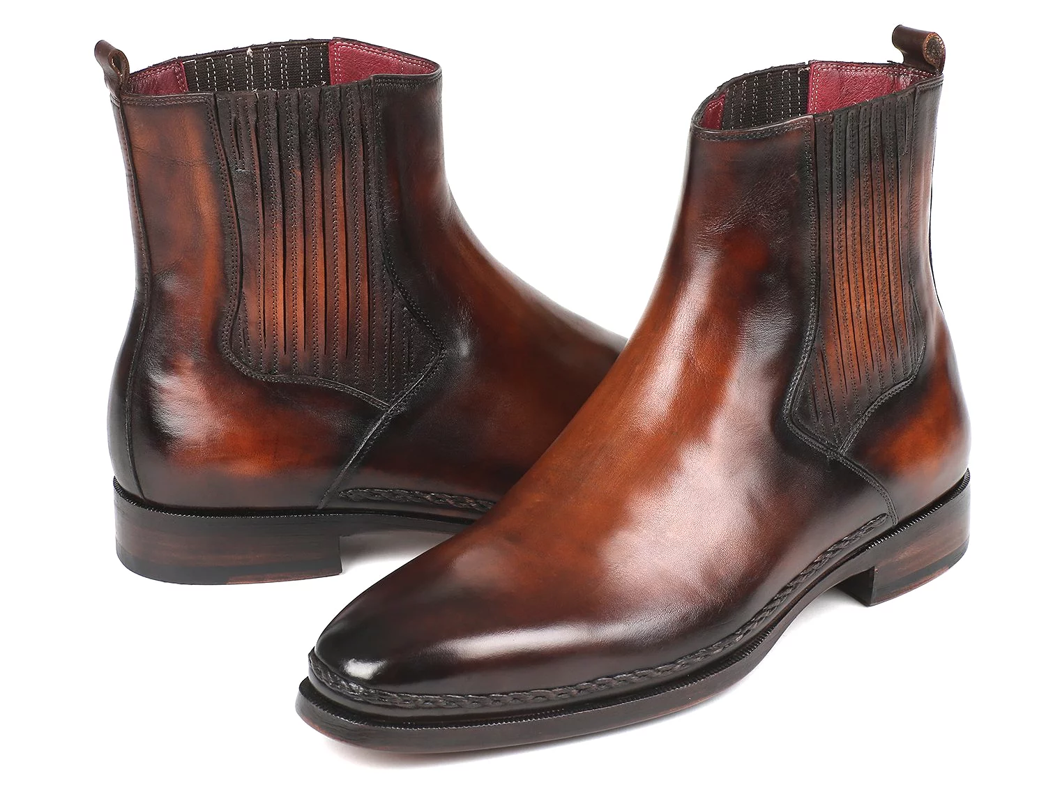 Paul Parkman Chelsea Boots - Brown Burnished Leather