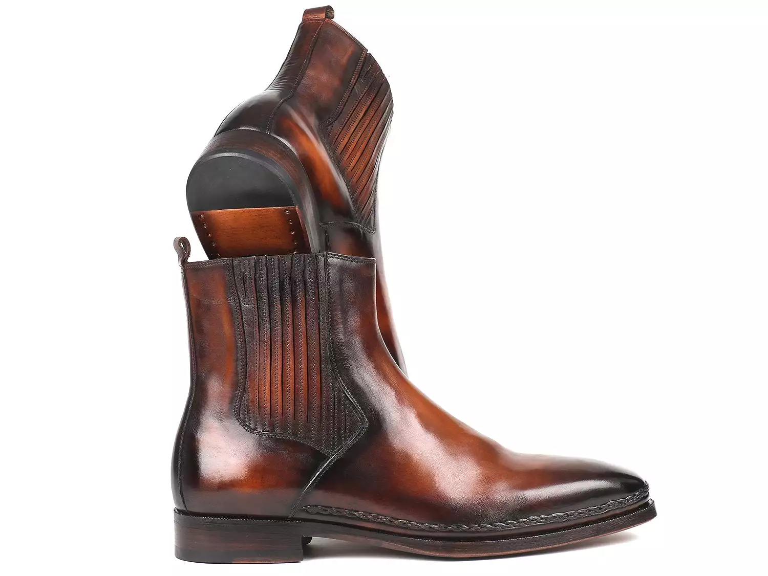 Paul Parkman Chelsea Boots - Brown Burnished Leather