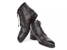 Paul Parkman Gray Black Hand-Painted Cap Toe Boots BT9566-GRY