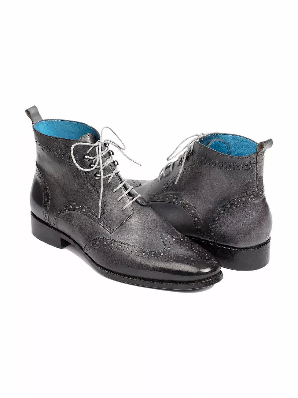 Paul Parkman Gray Wingtip Ankle Boots Hand-Painted