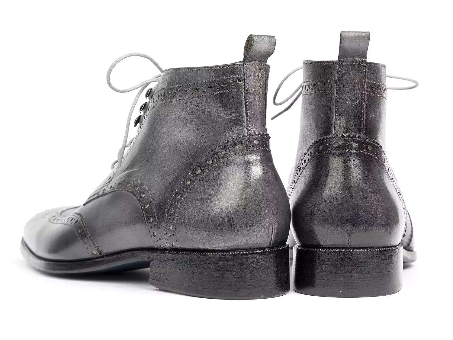 Paul Parkman Gray Wingtip Ankle Boots Hand-Painted