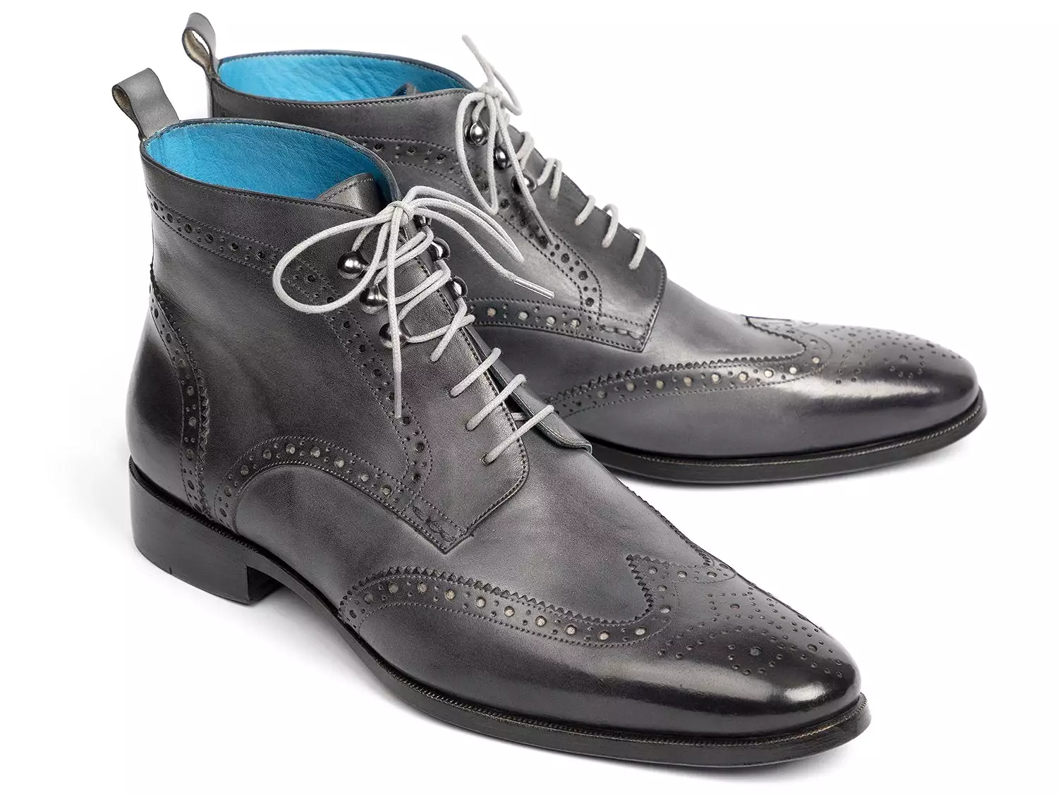 Paul Parkman Gray Wingtip Ankle Boots Hand-Painted