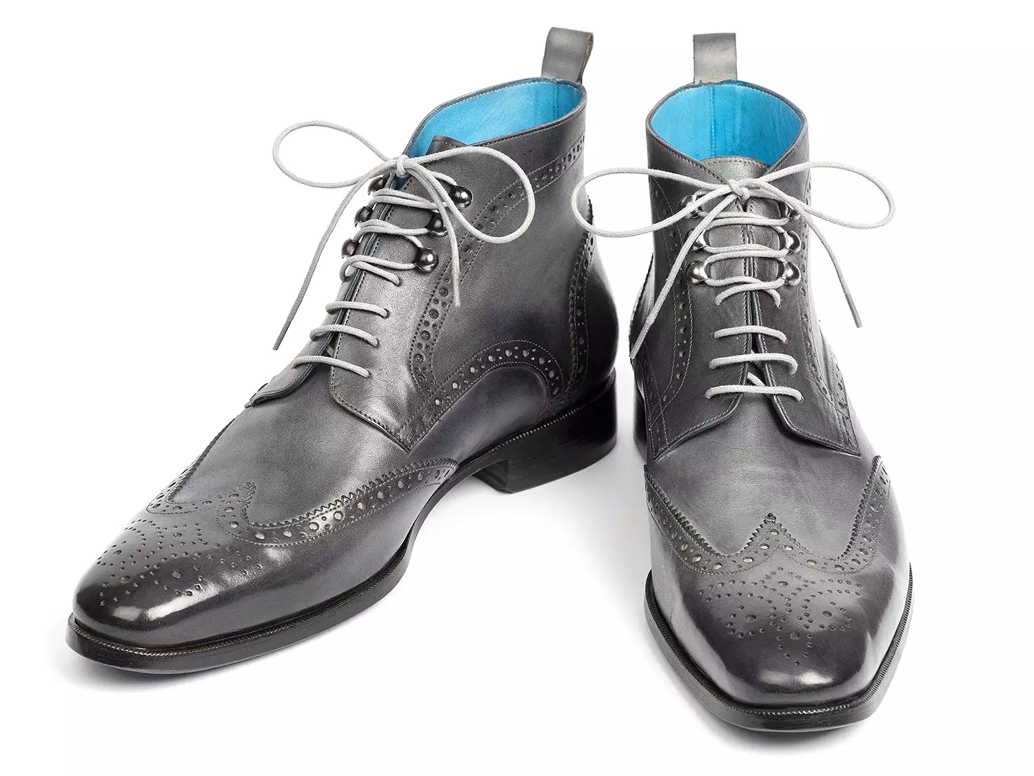 Paul Parkman Gray Wingtip Ankle Boots Hand-Painted